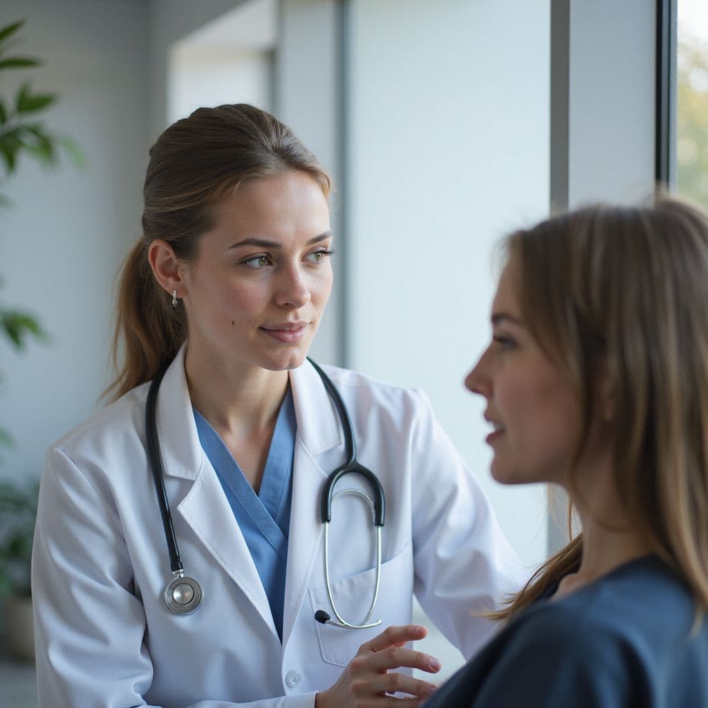 Healthcare provider performing a focused examination during follow-up care